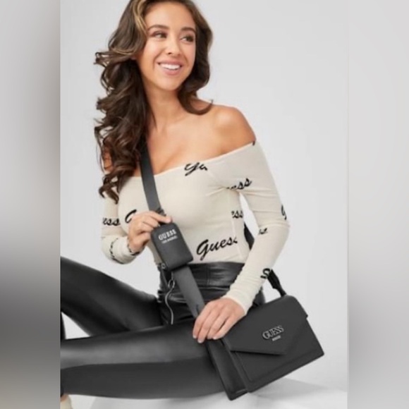 GUESS Women’s Nausha Crossbody Bag with Mini Bag Charm Mauve - Picture 7 of 7